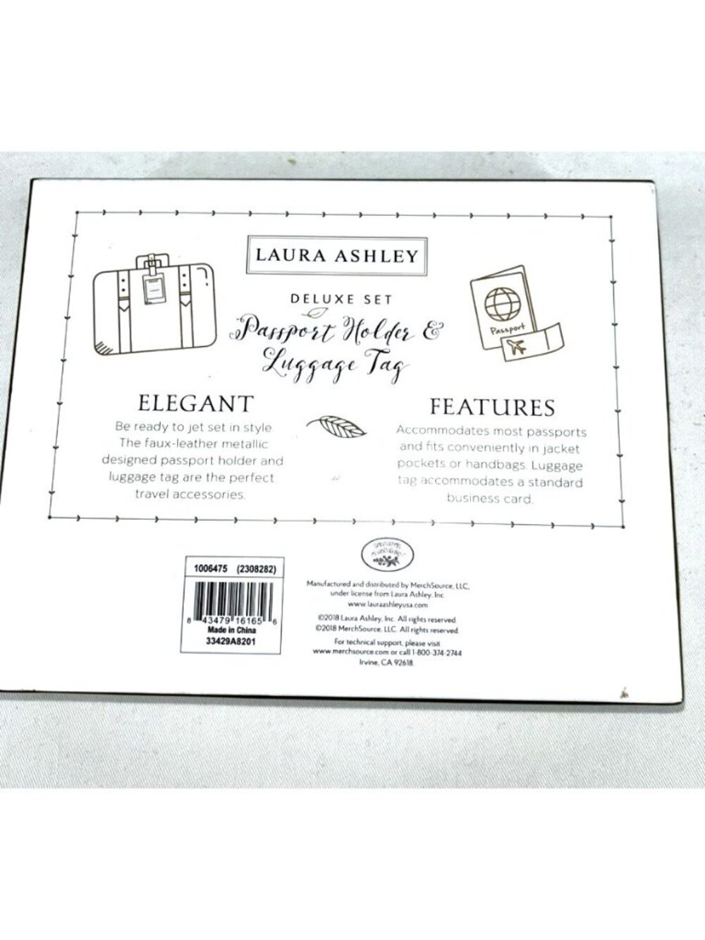 Laura Ashley Deluxe Set Passport Holder and Luggage Tag Pink Faux Leather NEW - Picture 5 of 7